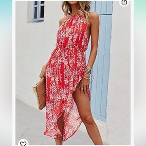 Floral red maxi dress. Perfect condition. Size small.